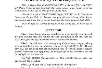 VINH DANH HỌC SINH TRƯỜNG THCS PHỔ QUANG ĐẠT GIẢI HSG TOÁN TRÊN MÁY TÍNH CẦM TAY CẤP TỈNH